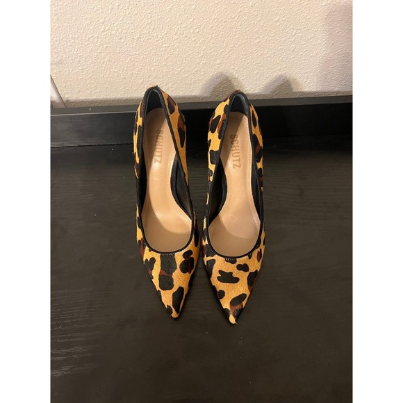 SCHUTZ Caiolea Leopard Print Calf Hair Pumps size US 7 - Picture 3 of 12